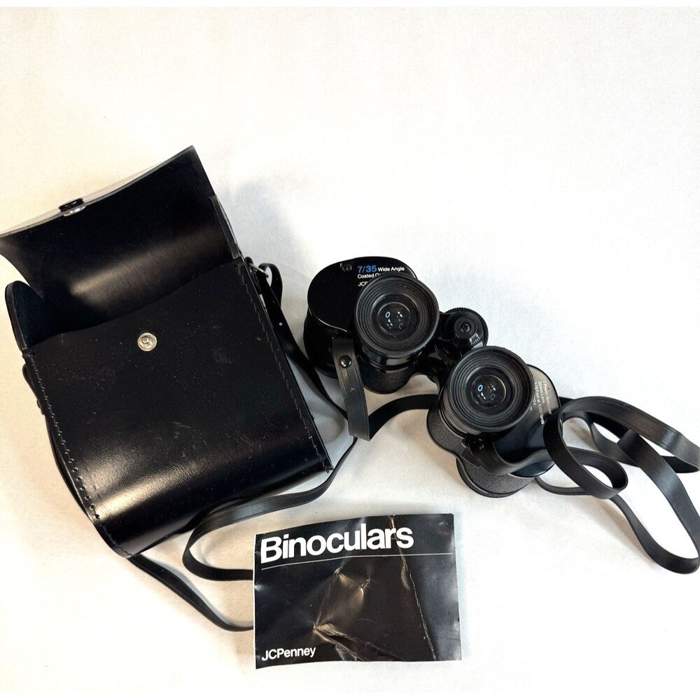 Vintage JCPenney 7x35 Binoculars Model 0104 Wide Angle SMC Triple Tested W/ Case